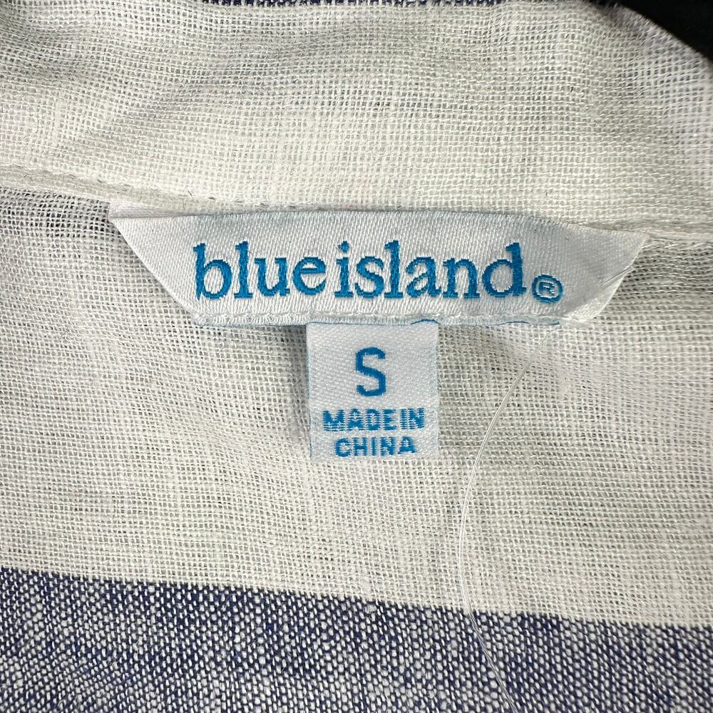 Blue Island Women Linen Blend Striped Button Down Coverup | Size Small - Picture 5 of 10